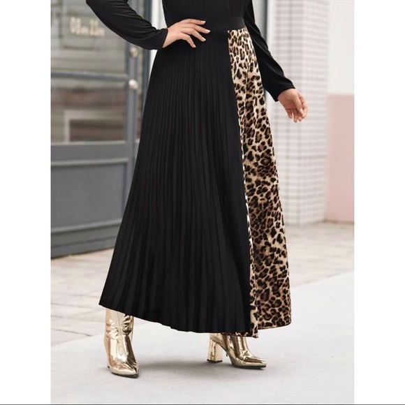 PLUS color block leopard print skirt - Picture 2 of 5